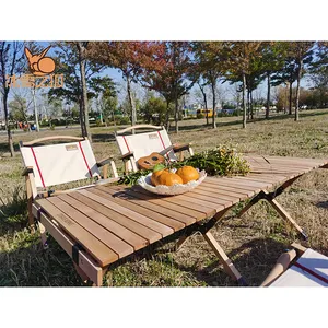 Beech Egg Roll Table Outdoor Self-driving Tour Portable Camping Picnic Table And Chair Camping
