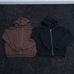 Sudadera con capucha lisa de algodón extragrande con cremallera, cómoda y personalizable, de fabricante de ropa de gran venta - Product Image 2