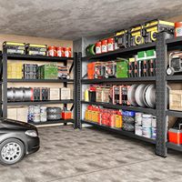 Étagères de garage robustes réglables à 4 niveaux de 71,3 po de large, capacité de 5000 lb, noires, autoportantes, grandes dimensions