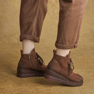 Envío Gratis, Botas de Plataforma con Cordones de Cuero Genuino Hechas a Mano, Estilo Retro, Regalo Exprés Gratis para Él - Product Image 3