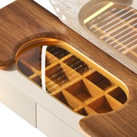 Table de toilette moderne de haute qualité à prix d'usine, avec éclairage intégré et plateau en verre, pour salon et chambre à coucher