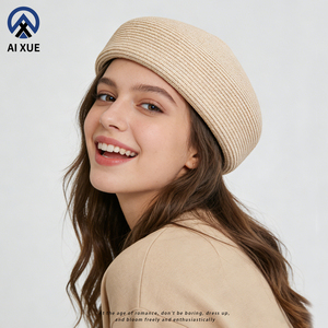 Béret élégant uni pour femme 2026, nouveau motif français, broderie à la main, en <span class=keywords><strong>paille</strong></span>, directement de l'usine, prend en charge la personnalisation - Product Image 1