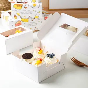 Macaron Cake Boxes With Window White Bakery Boxes Cajas Pasteles For Cake Pastries Chocolates Cookies Pie Birthday Party Wedding