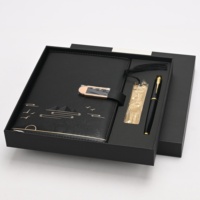Ensemble cadeau de carnet en cuir PU noir de qualité supérieure, imprimé, couture, logo personnalisé |   Coffret Cadeau Rigide de Luxe pour Stylo de Journalier Exécutif - Édition Entreprise