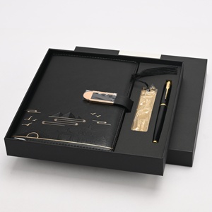 Ensemble cadeau de carnet en cuir PU noir de qualité supérieure, imprimé, couture, logo personnalisé |   Coffret Cadeau Rigide de Luxe pour Stylo de Journalier Exécutif - Édition Entreprise - Product Image 3
