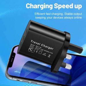 3 พอร์ต USB QC3.0 ชาร์จเร็ว ที่ชาร์จสำหรับเดินทาง Type-C รองรับหูฟัง กล้องถ่ายรูป ปลั๊ก EU/US/UK พกพาสะดวกสำหรับโทรศัพท์มือถือ - Product Image 1
