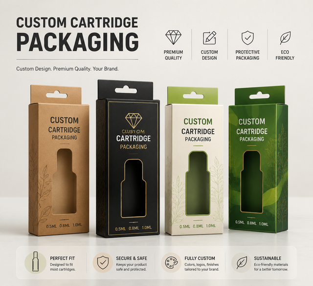 Custom Child Resistant Design Empty Cartridge Paper Box 1 Gram Cart Packaging Hang Tag Box with Clear Window
