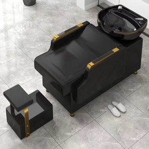 Cama de Spa para Cabeza de Acero Inoxidable de Estilo Moderno para Salón de Belleza, Lavabo Negro para Peluquería - Product Image 2