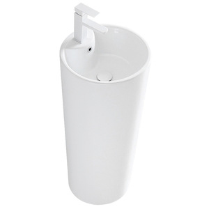 Lavabo de Pedestal de Cerámica Cuadrado de Una Pieza, Lavabo de Pie para Baño, Fácil de Limpiar - Product Image 5