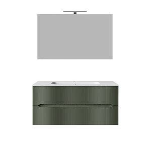 Armoire murale de salle de bain Stick Line 120 cm gris tourterelle mat design cannelé - Product Image 1