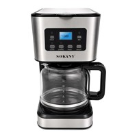 Cafetera Eléctrica Automática Estilo Americano con Temporizador Programable de 24 Horas, Limpieza con un Toque, Preparación Fuerte, Estándar Europeo, para el Hogar