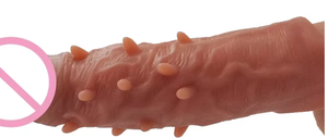 Realistic Silicone Penis Sleeve Extender Cock <strong>Condom</strong> with Delay Massage Gun Safer Sex Toy for Men - Product Image 4