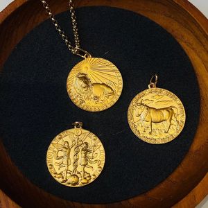 Collier personnalisé vintage Xinfly avec broche, bijoux personnalisés, pendentif en or massif 18 carats, pendentif du zodiaque à 12 constellations - Product Image 1