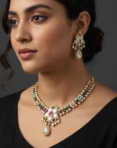 Indian Wedding <b>Women</b> Ad Stone Necklace Bridal <b>Jewellery</b> Traditional Necklace Wholesale Customise <b>Jewellery</b> - Product Image 5