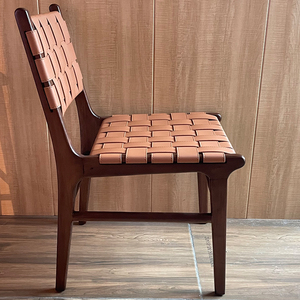<span class=keywords><strong>Chaise</strong></span> de salle à manger <span class=keywords><strong>en</strong></span> <span class=keywords><strong>bois</strong></span> massif avec dossier, chaises <span class=keywords><strong>en</strong></span> cuir <span class=keywords><strong>tressé</strong></span> tendance, meubles italiens, café, salon de thé, hôtel, salle à manger - Product Image 3