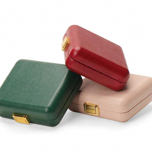 Wholesale Manufacturer Luxury Litchi Grain Custom Logo Double <b>Ring</b> <b>Box</b> Pendant Necklace Case High-end PU Leather Jewelry <b>Box</b> - Product Image 3