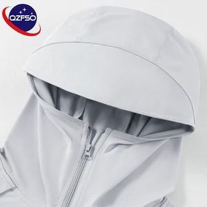 QZFSO Custom Streetwear <b>Lightweight</b> Mesh Zip up Windbreaker Breathable Quick-dry Polyester Sun Protection <b>Jacket</b> With Hood - Product Image 4