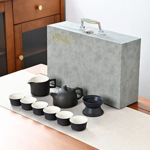 Stoneware <b>Tea</b> <b>Set</b> 10 Piece With Lid Office Business Gift Dehua Made - Product Image 2