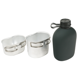 Contenedor de Alimentos Táctico de Aluminio para Acampar al Aire Libre, Taza de Aluminio para Beber Agua, Cantimplora de Agua, Juego de 3 Piezas - Product Image 1