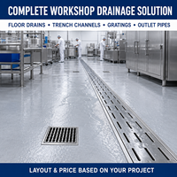 Saluran Pembuangan Lantai Stainless Steel Kustom dengan Filter Anti-Bau Sistem Drainase Industri untuk Bengkel Pengolahan Makanan