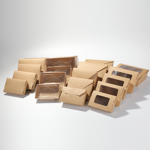 Disposable Takeaway Food Containers Brown Kraft Paper Take Out Food Lunch Boxes