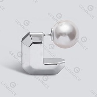 Gemnel bijoux de mode personnalisés dames 18K plaqué or avant perle bouchon dos clou grosses boucles d'oreilles en laiton