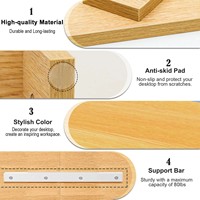 Support d'écran en bois écologique à 2 niveaux, pliable, pour imprimante de bureau, étagère pour ordinateur portable de 20 pouces, support TV, organisateur de bureau en érable
