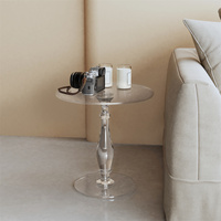 Table d'appoint ronde en acrylique transparent de 18 pouces pour petits espaces Table d'appoint en acrylique pour salon