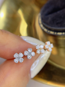 Pendientes de Oro Puro Au750 18K con Diamante Natural de 0.20cts, Joyería Fina Elegante para Mujer, Uso Diario, Gran Venta Xinfly - Product Image 1