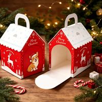 Boîte à friandises pliable en forme de maison pour animaux, décoration de fête, boîte cadeau pour chiens, boîtes de faveurs pour fête canine
