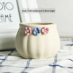 Pot de fleurs en céramique émaillée moderne en gros, trou de drainage, mini pot en terre cuite coréen fait à la main non émaillé pour la maison - Product Image 6