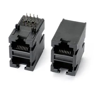 2x1ポートジャックrj45モジュラージャックPCBジャックネットワークプラグ8ピンrj11 rj12rj45メスコネクタ8P8Cイーサネットrj45コネクタ