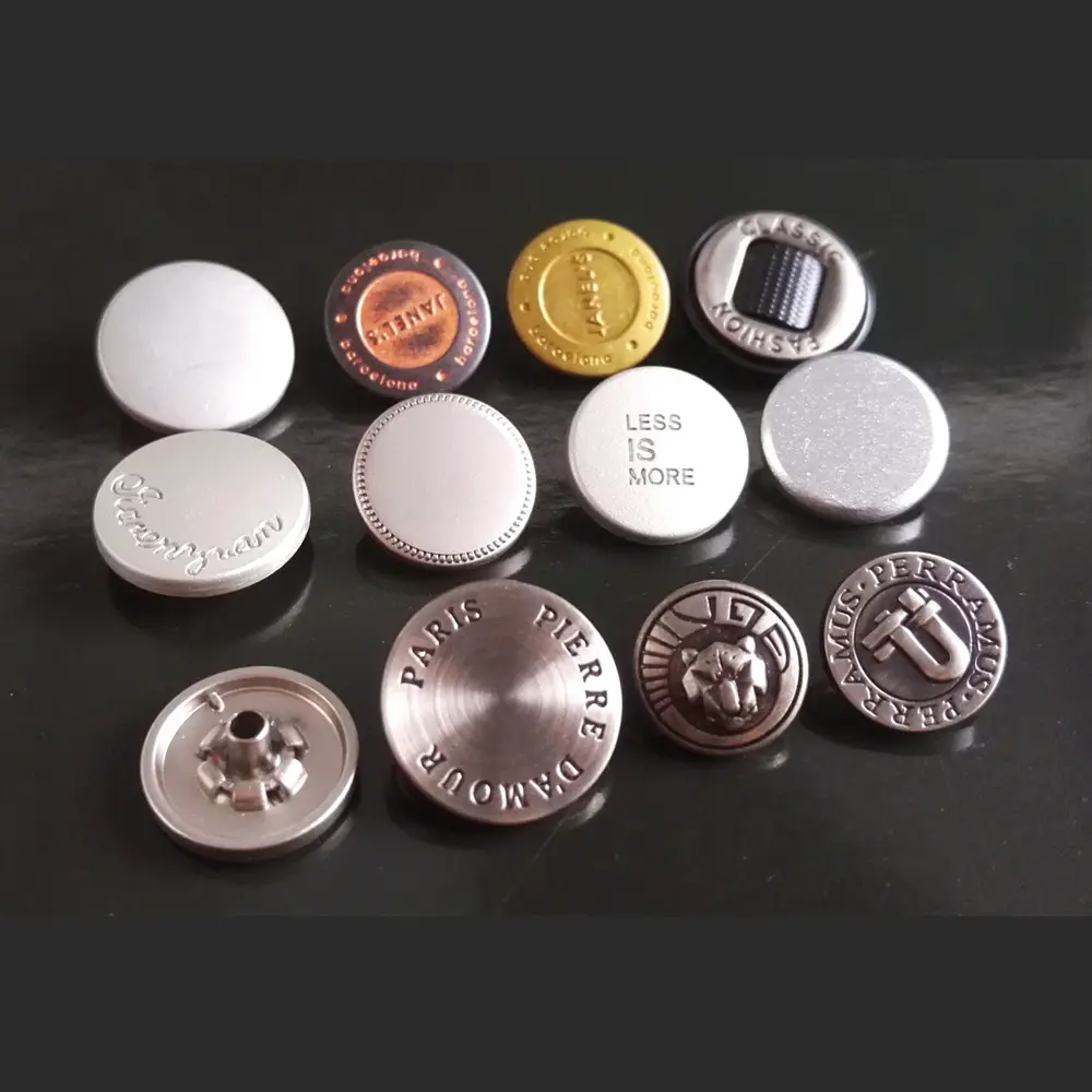 High quality 3D white engraved laser prints embossed logo metal Thick chunky antique silver snap button