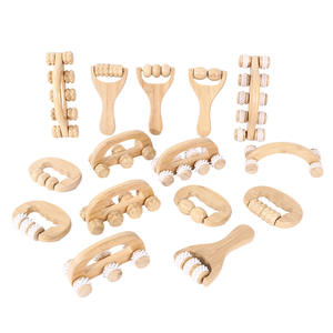 Baño de bambú portátil de cuatro ruedas masajeador de baño de cuerpo pequeño herramienta de masaje de bambú de tres cuentas - Product Image 5