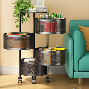 Soportes de almacenamiento multicapa de hierro fundido para cocina, estante de almacenamiento móvil para verduras con ruedas - Product Image 3