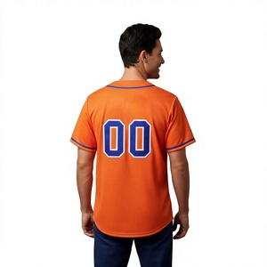 Camiseta de Béisbol Naranja para Hombre, Manga Corta, Cierre de Botones, Nombre del Equipo 00, Impresión, Absorbe la Humedad, Corte Regular - Product Image 3