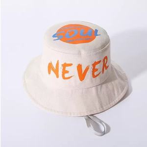 Estate all'aperto Unisex 2-8 anni bambini in cotone 100% massello stampa personalizzata Logo ragazzo cappello a secchiello con stringa - Product Image 6