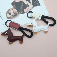 Gantungan Kunci Mewah Desainer untuk Anjing, Liontin Tas Kulit PU, Hiasan Tas Tangan Kreatif