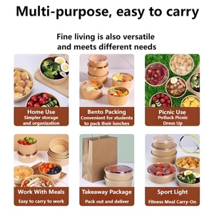 Xiamen Récipient Alimentaire Isolé En Gros Avec Couvercle Blanc Gâteau <span class=keywords><strong>Bol</strong></span> Micro-ondes pour Salade <span class=keywords><strong>Poke</strong></span> Déjeuner Repas Écologique Impression Personnalisée - Product Image 6