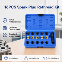 Kit Profesional de Reparación de Roscas de Bujías de 16 Piezas, Herramienta de Reparación de Roscas de Bujías de 14 mm x 1.25 para Restauración de Orificios Internos Dañados