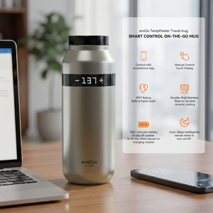 Taza de Viaje Inteligente con Calefacción EmiGo, Estilo Ejecutivo de Alta Gama, 16oz 475ml, Taza de Café con Termostato a Prueba de Agua y Pantalla LED - Product Image 6