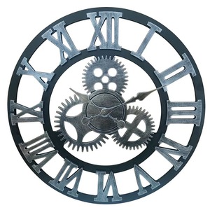 Nouvelle Horloge Murale Mécanique Rétro Vintage à Engrenages, Ronde en Bois, Simple Face avec Motif Abstrait pour Décoration Intérieure Salon - Product Image 5