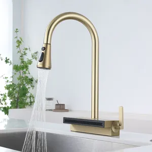 Hot Sale Quality Stainless Steel Standing Multifunction Waterfall Kitchen Faucet Mixer Tap