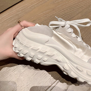2026 Spring New Arrival Genuine Leather 8cm Chunky Soled Height Boosting Casual Dad Shoes for Women - Product Image 5