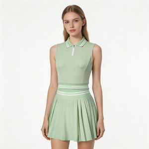 Tenue <span class=keywords><strong>de</strong></span> tennis personnalisée OEM/ODM anti-humidité, streetwear respirant, haut <span class=keywords><strong>de</strong></span> yoga sans couture à col polo, <span class=keywords><strong>short</strong></span> polyvalent color-block - Product Image 3