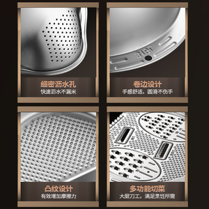 AKL Multi Functional <b>Vegetable</b> <b>Cutter</b> 316 Stainless Steel Kitchen Drainer Rice Washing Basin Fruit <b>Vegetable</b> Slicer Shredder - Product Image 5