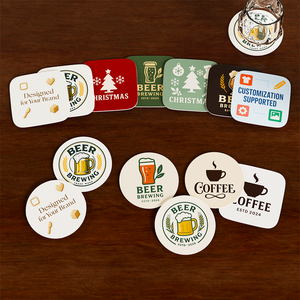 Benutzer definierte saugfähige Papier Bar <span class=keywords><strong>Bier</strong></span> Untersetzer Runde quadratische Getränk Kaffee Cocktail Glas Untersetzer Papier matte für Restaurant - Product Image 1