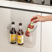 Boîte de rangement murale en plastique, étagère intérieure pour armoire de cuisine, crochets, support pour film alimentaire, panier suspendu pour porte d'armoire, épices