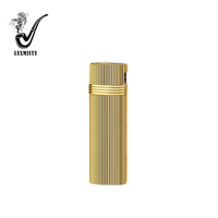 Briquet à gaz butane moderne rétro en métal avec flamme latérale coulissante, cadeau d'affaires pour fumeurs de cigarettes et de cigares