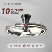 Ventilateur de plafond LED moderne de 23 pouces avec télécommande, 6 vitesses, 3 pales, design floral, sans base, pour chambre à coucher